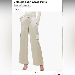 French Connection Cream Wide Leg Cargo Pant